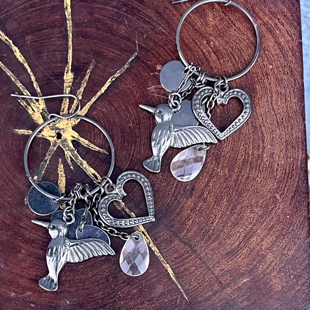 y2k Hummingbird Dangle Earrings Baroque fairy jewelry Maximalist